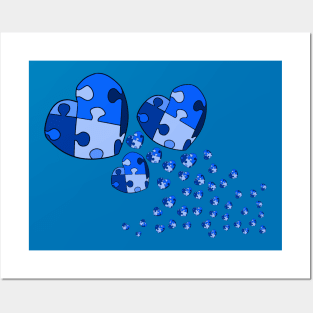 Blue Confetti Hearts Posters and Art